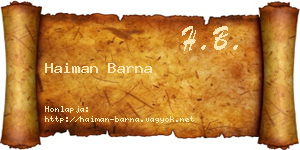 Haiman Barna névjegykártya